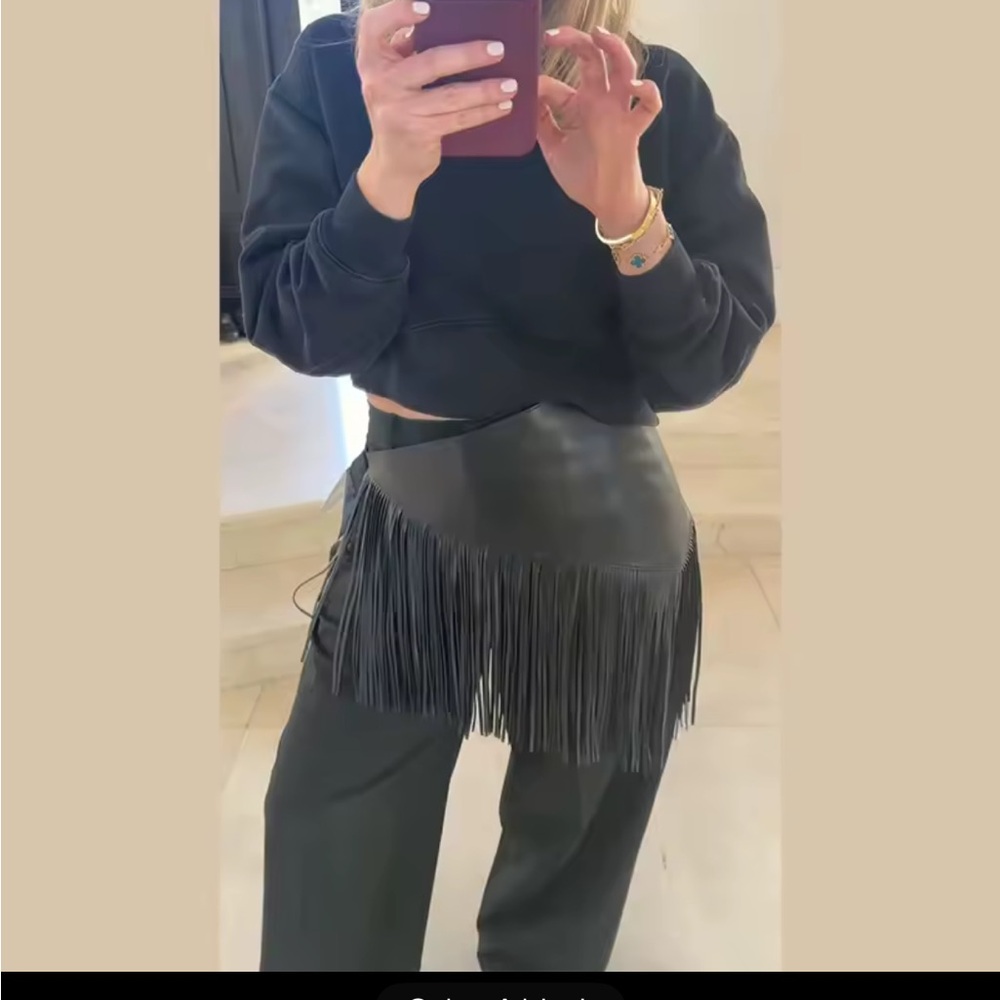 Fringe leather belt
